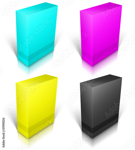 CMYK blank box isolated on white background photo