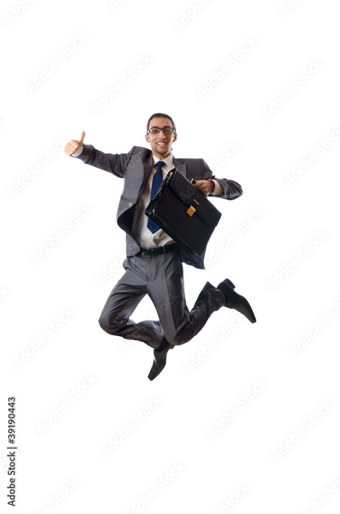 Jumping businessman isolated on white Jumping businessman isolated on white
