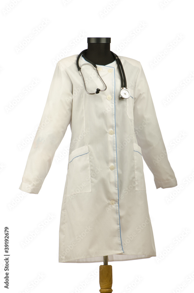 Medical coat and stethoscope isolated on white Medical coat and stethoscope isolated on white