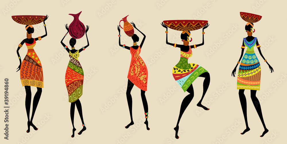 African women in traditional dress Stock Vector | Adobe Stock