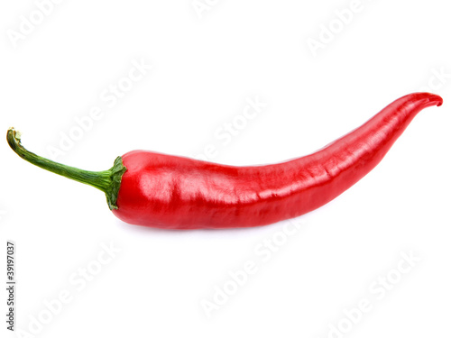 Hot chili peppers isolated on white