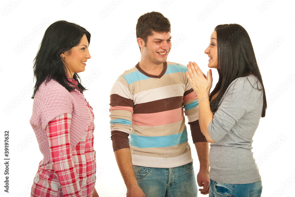 Happy group of friends discuss Happy group of friends discuss