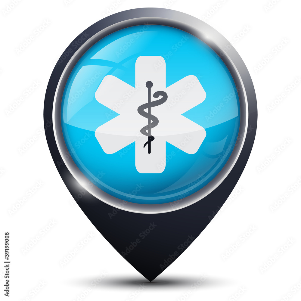 Symbole glossy vectoriel caducée / établissement de santé Symbole glossy vectoriel caducée / établissement de santé
