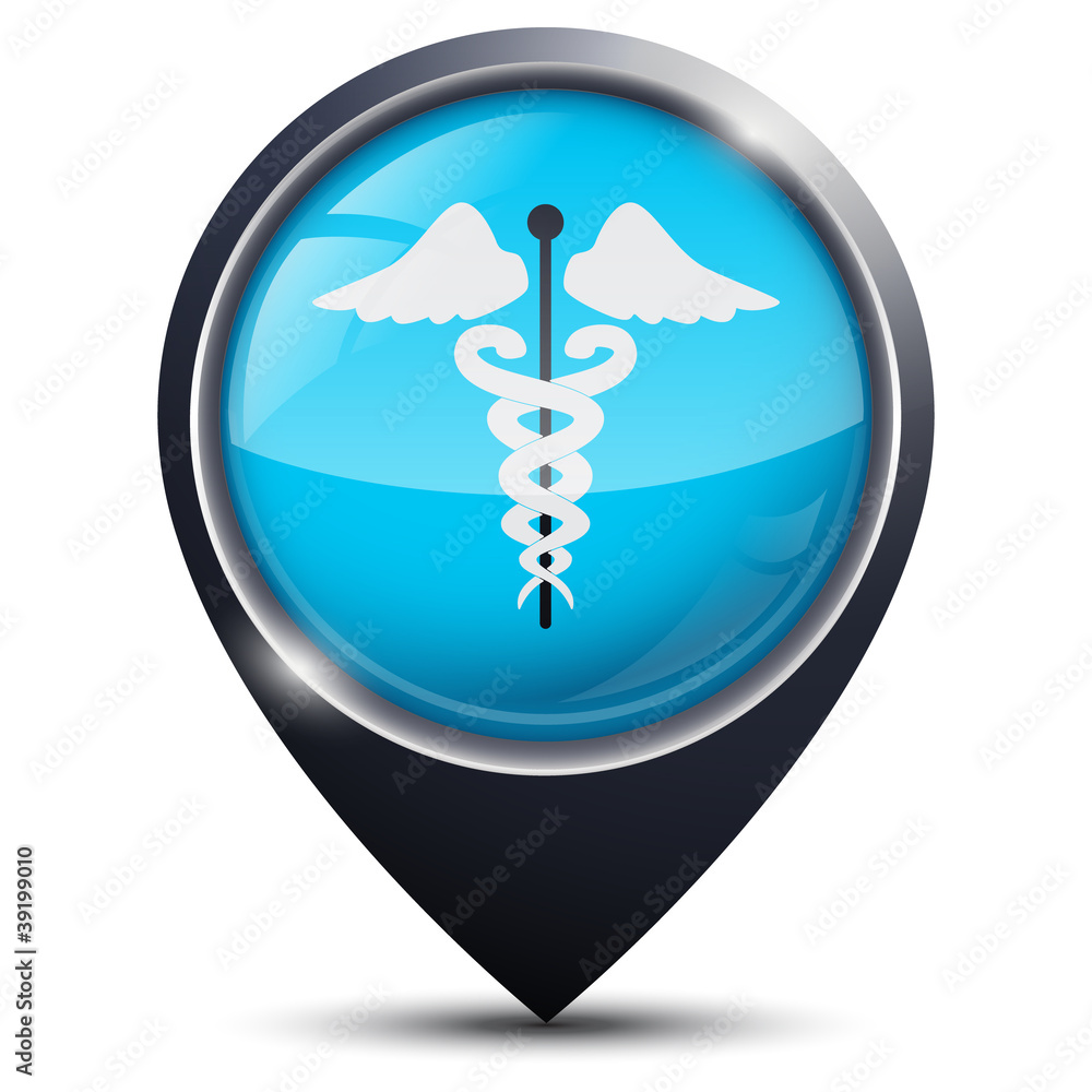 Symbole glossy vectoriel caducée / établissement de santé Symbole glossy vectoriel caducée / établissement de santé