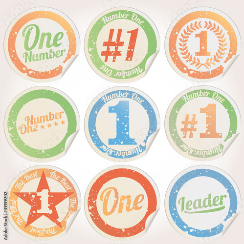 Vector badges, certificates and seal icons. Number One.