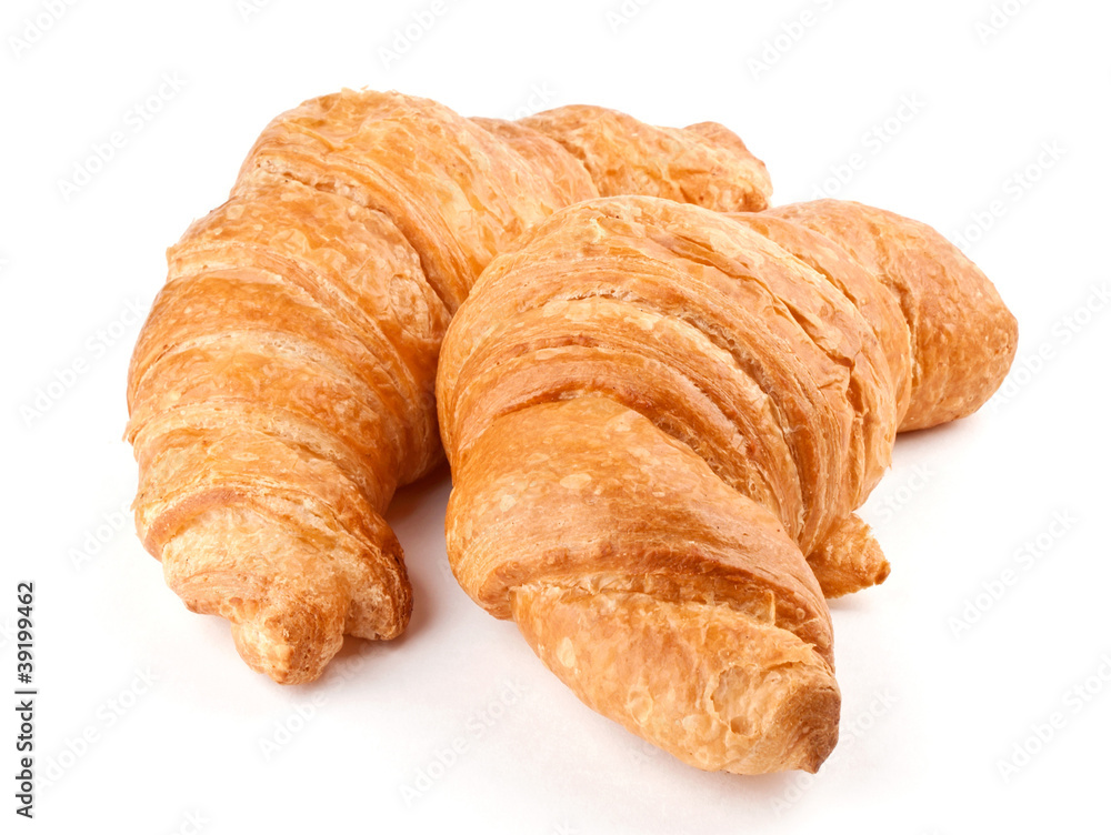 Croissants on white background