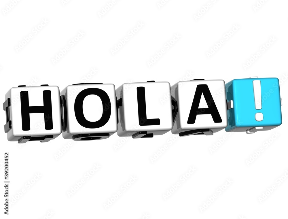 3D Hola block text on white background 3D Hola block text on white background