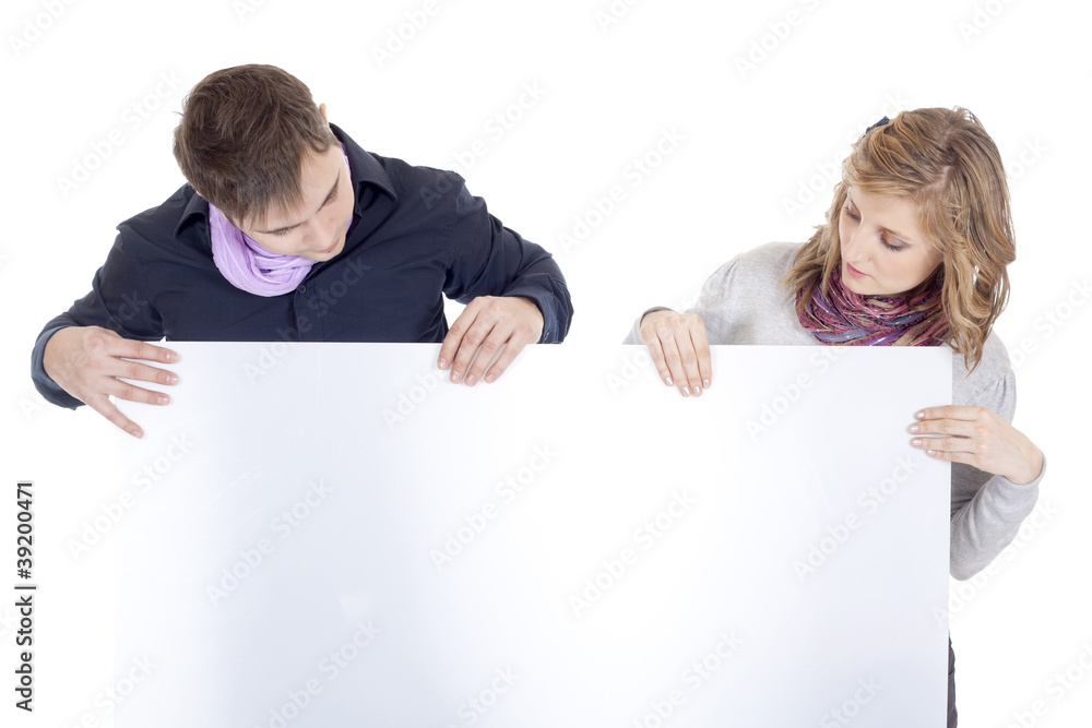 couple with a presentation paper couple with a presentation paper