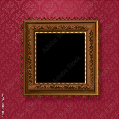 picture frame on vintage wallpaper