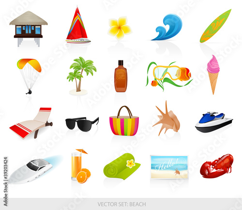 Beach icons set