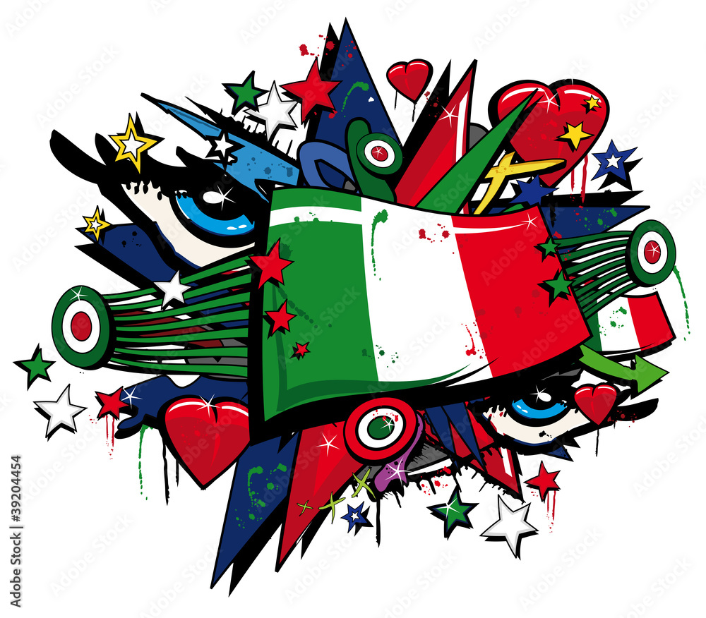 molester boble smart Bandiera Forza Italia squadra azzurra graffiti pop art tag  Stock-illustration | Adobe Stock