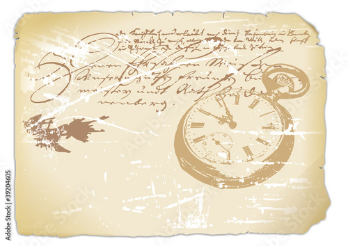 vergilbter Brief mit Taschenuhr