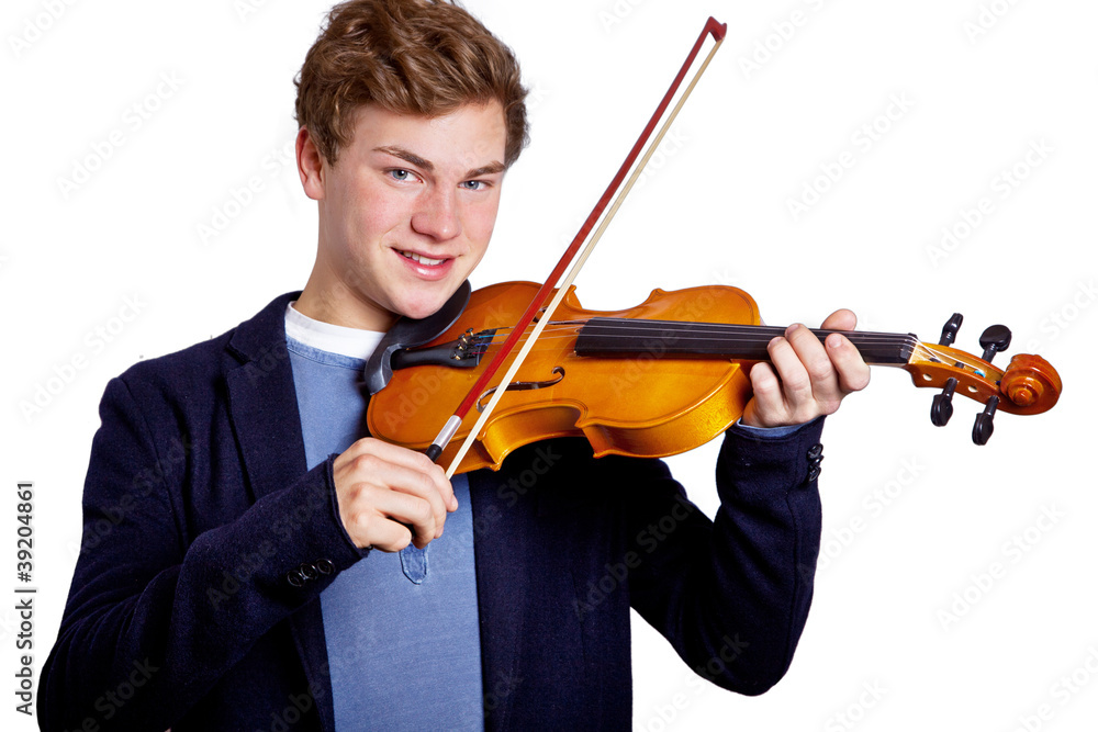 Junger Mann spielt Geige Junger Mann spielt Geige