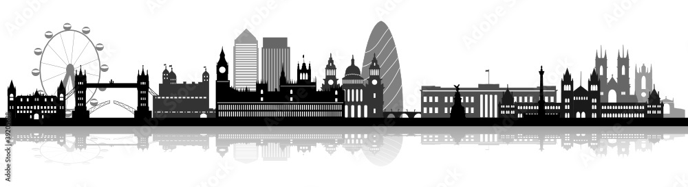 Skyline London detailliert  mit Schatten