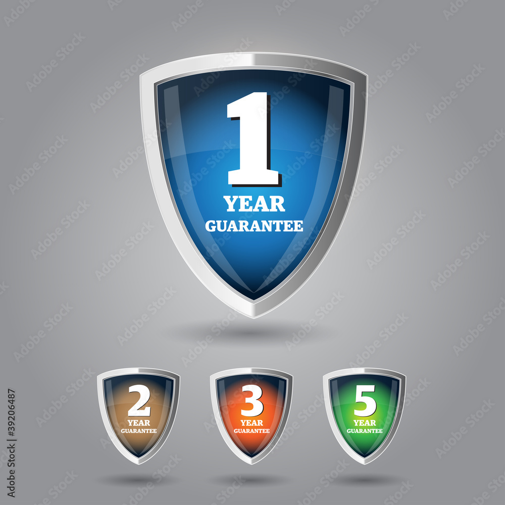 Guarantee label shield on grey background Guarantee label shield on grey background