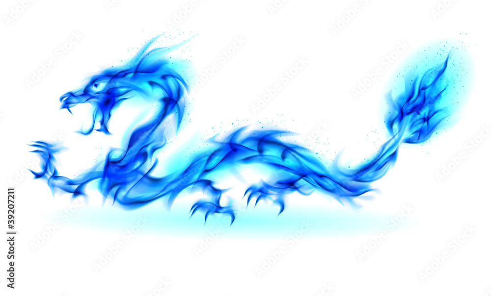 Obraz premium Blue fire Dragon