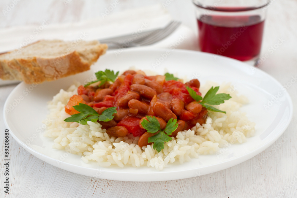 rice with beans with tomato sauce rice with beans with tomato sauce