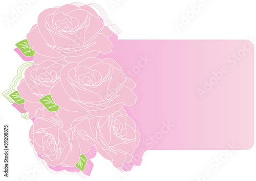 Greeting card with pink roses