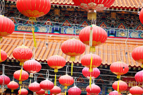 red lantern in chinese temple