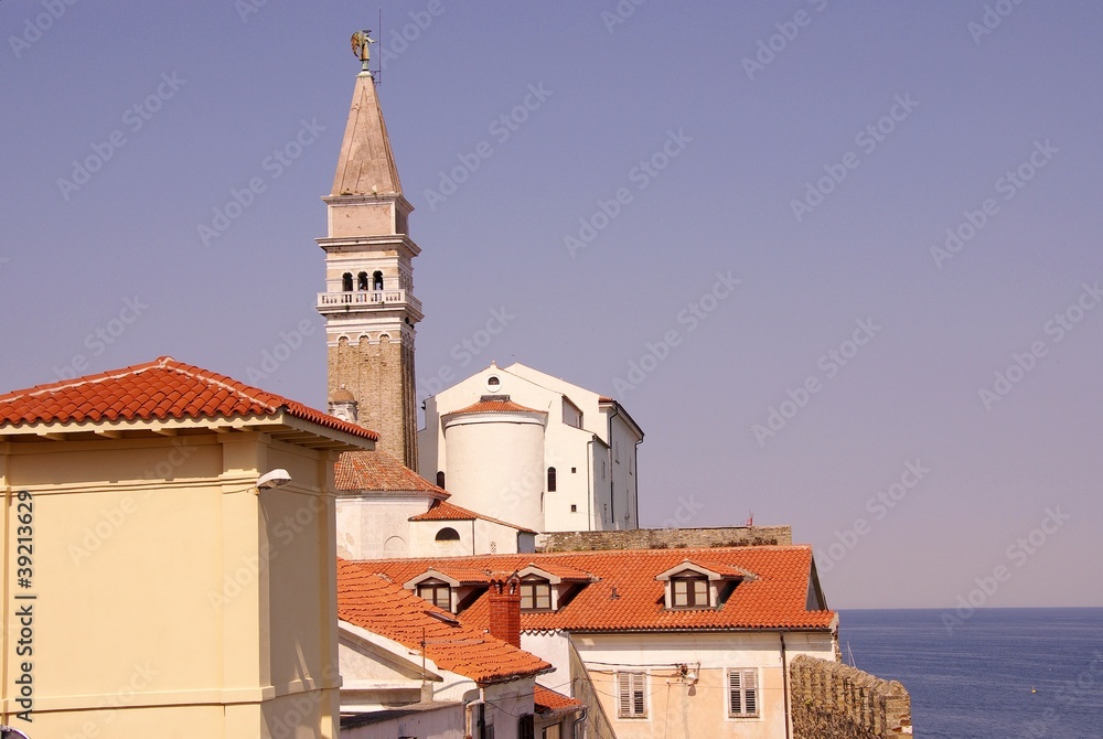 The saint George church in Piran in Slovenia The saint George church in Piran in Slovenia