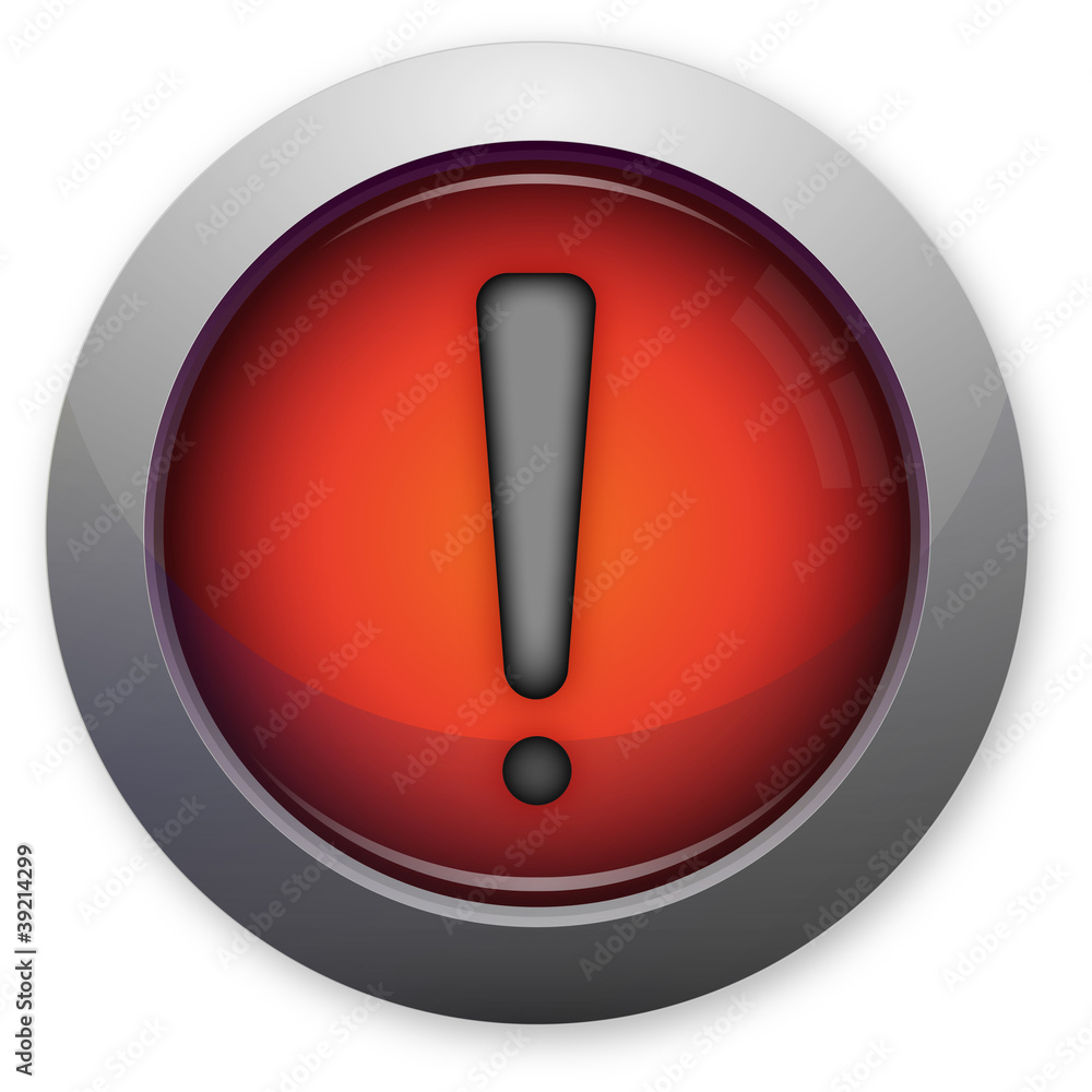Exclamation mark on red button Exclamation mark on red button