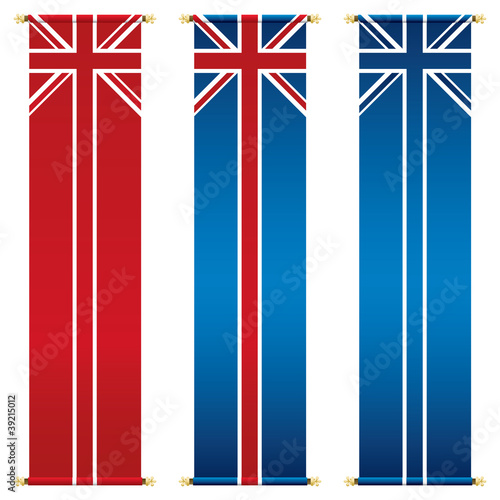 great britain union jack flag hanging banners vector red white blue uk clipart decorations isolated on white