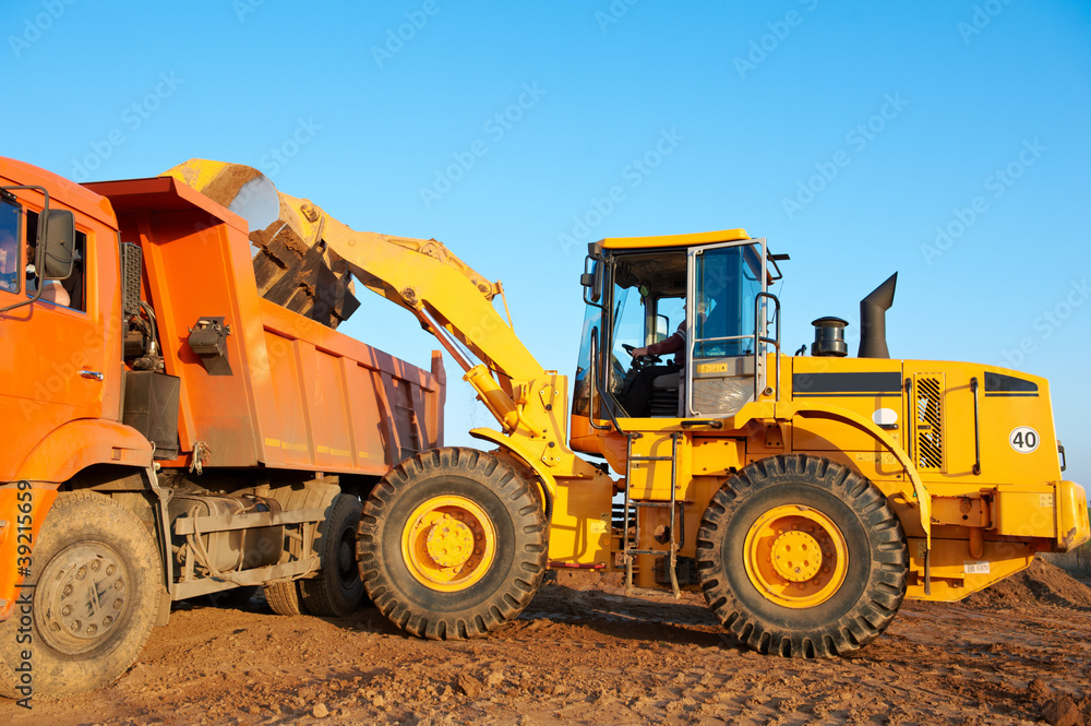 wheel loader excavator and tipper dumper