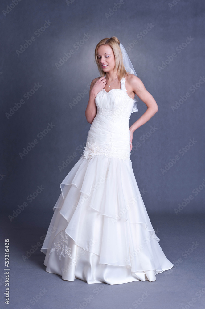 young bride in wedding dress