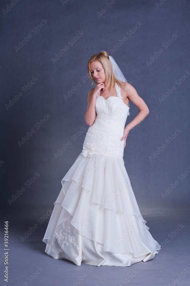 young bride in wedding dress