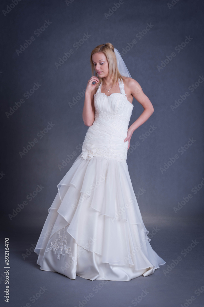 young bride in wedding dress