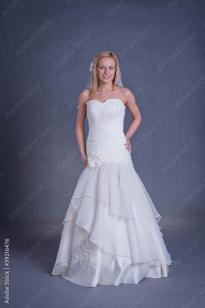 young bride in wedding dress