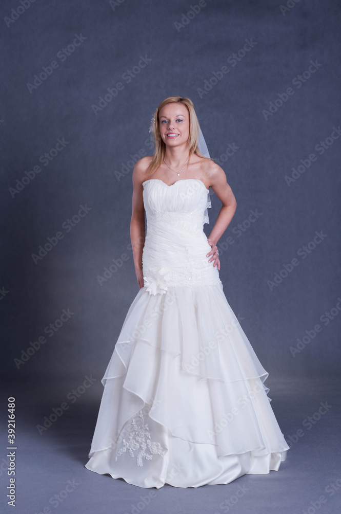 young bride in wedding dress