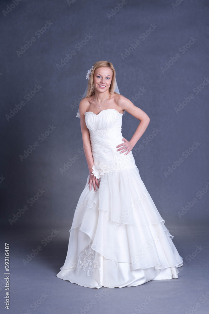 young bride in wedding dress