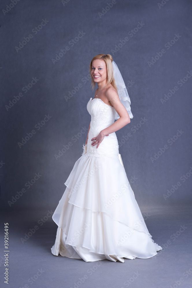 young bride in wedding dress