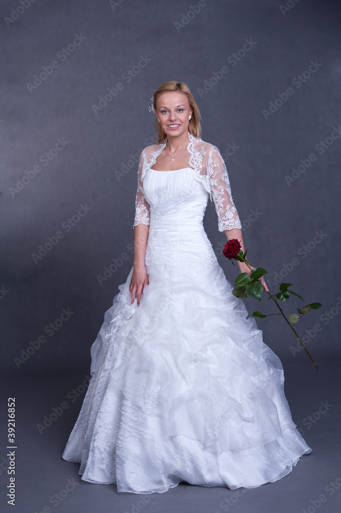 young bride in wedding dress