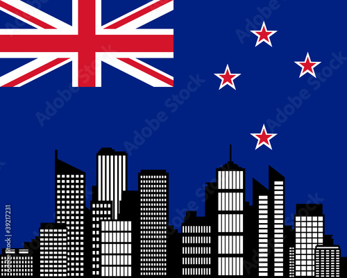 City und Fahne von Neuseeland
