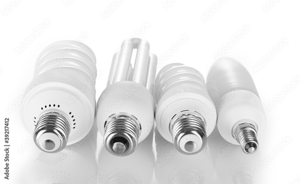 Four different energy saving lamp isolated on white Four different energy saving lamp isolated on white