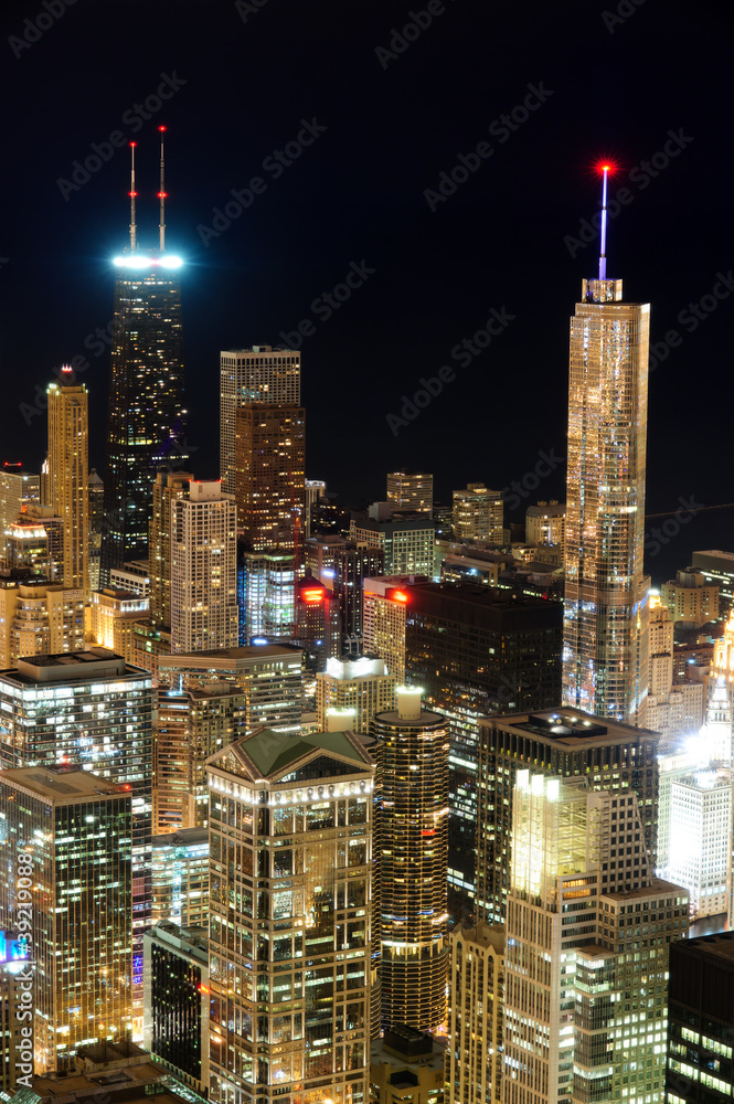 Chicago downtown at night