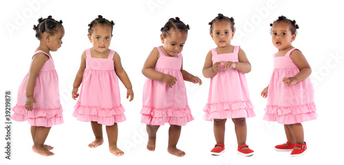 Fotografi Five adorable babies pink dressed