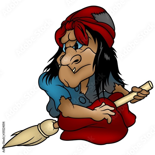 Cartoon Witch - Colored Ill...