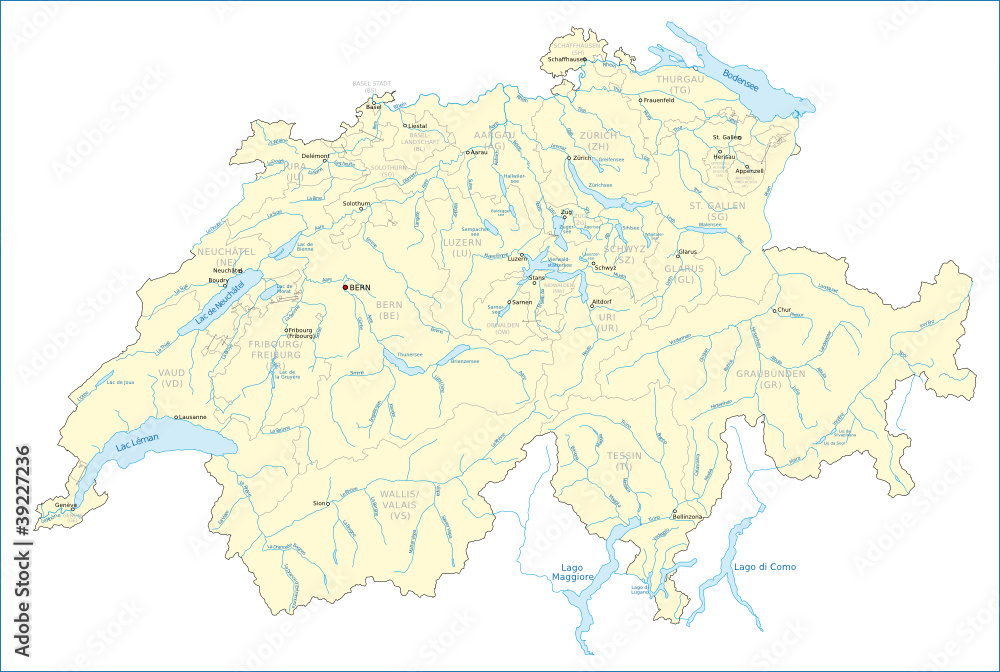 Fototapeta premium Schweiz Gewässerkarte