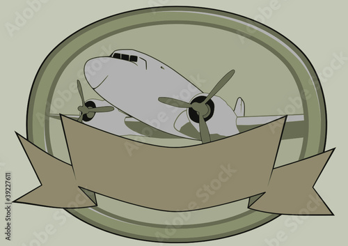 Blank ribbon with a vintage airplane