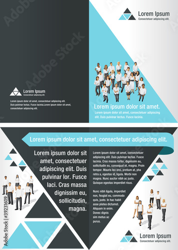 Blue and black template with business people