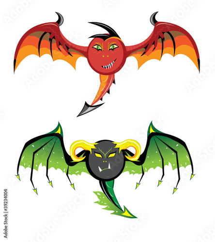 Smilies dragons red and black