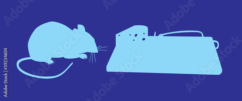 Tableau sur toile Mouse traps before - silhouette illustration