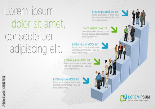 Template for brochure with business people on bar chart