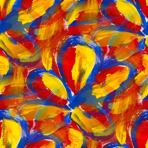 bright red blue yellow abstract background seamless gouache