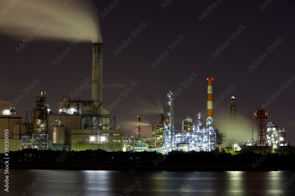 Oil refinery on a night