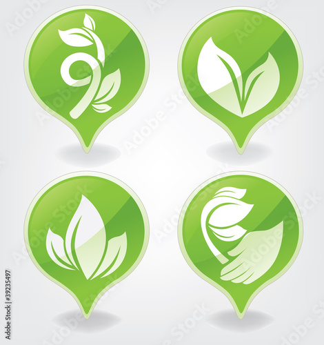 eco collection of environment symbols, people look like leaves