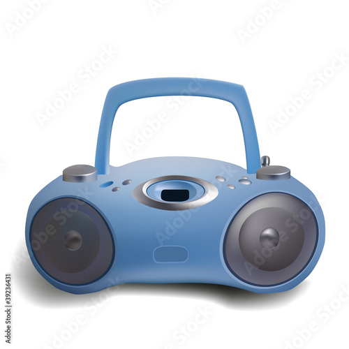 blue stereo (EPS 8) CD mp3 radio recorder boombox isolated on wh